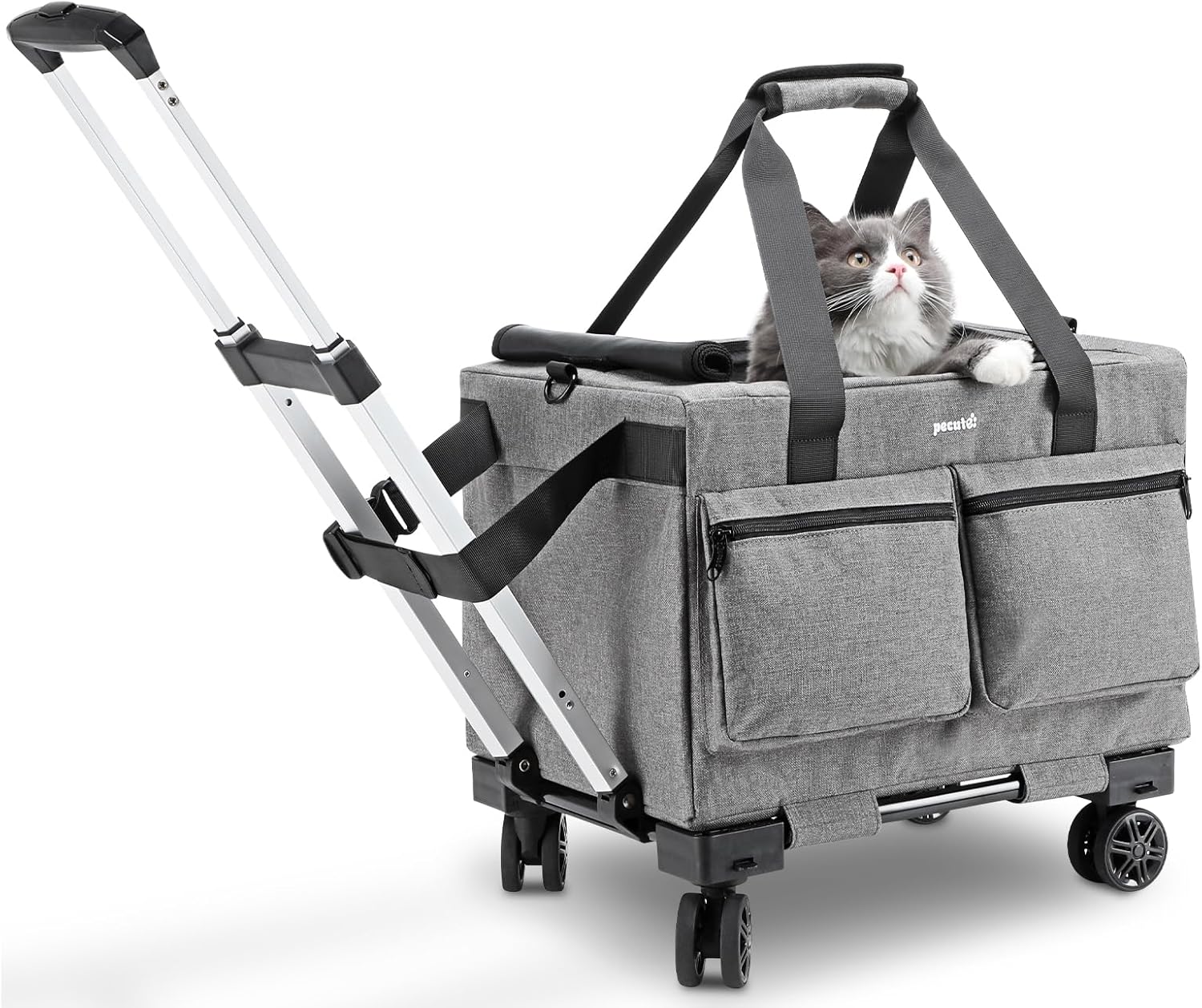 Pecute Cat Carrier with Wheels for Safe and Convenient Travel