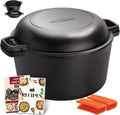Overmont 2 in 1 Pre Seasoned Dutch Oven for Versatile Cooking