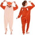 Flannel Fox Onesie Pajamas Unisex Adult One Piece - Cozy Warmth