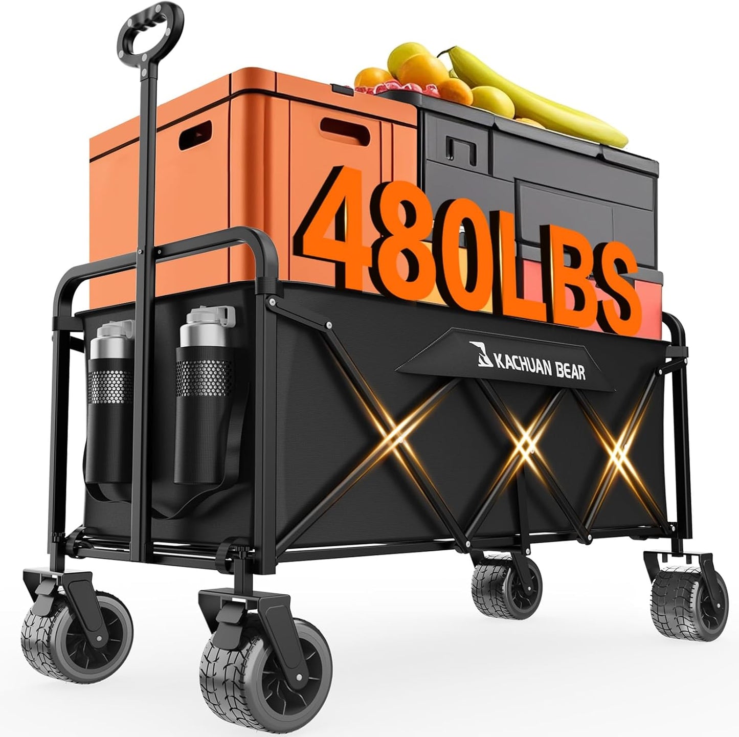 300L Large Collapsible Wagon Cart with All-Terrain Wheels