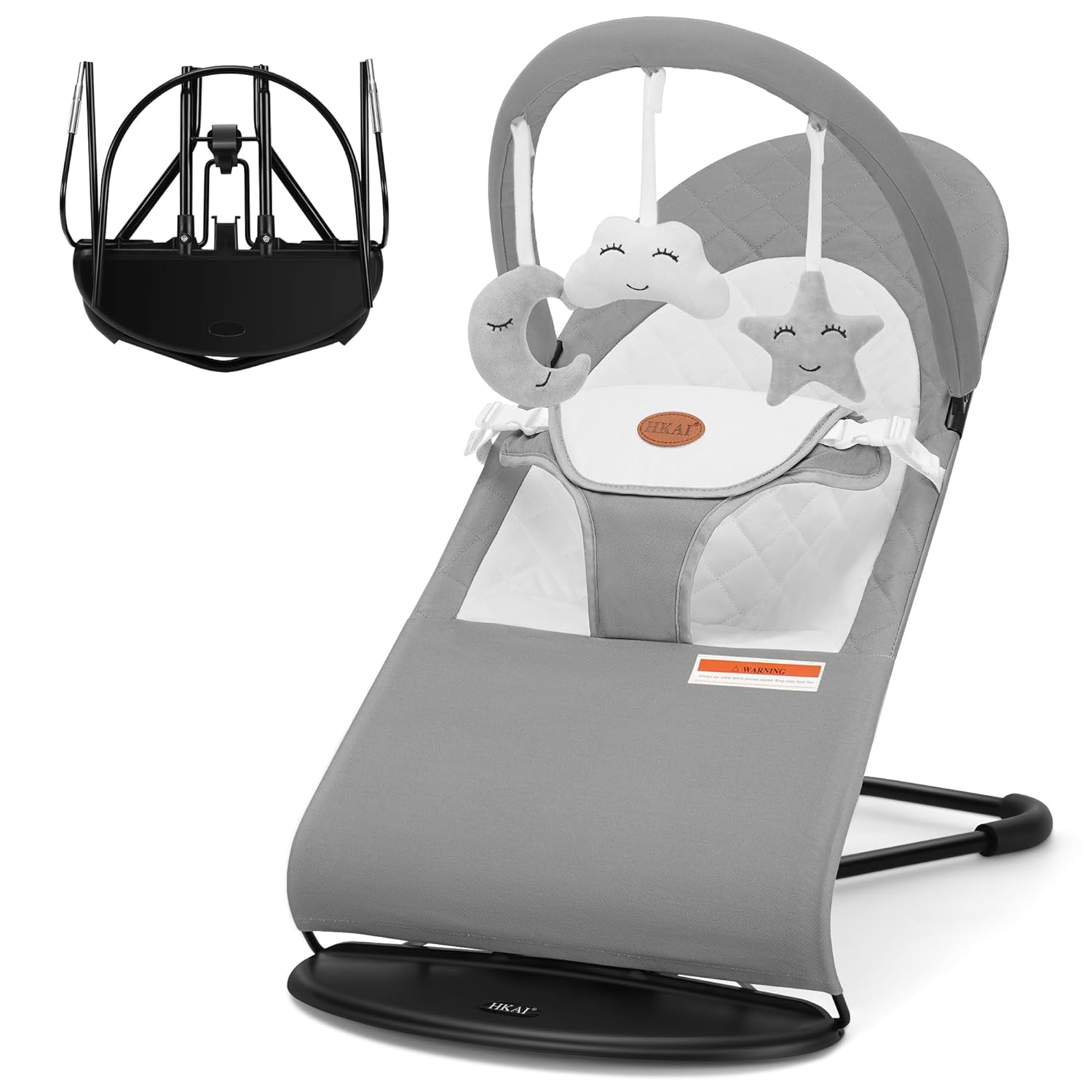Portable 3-in-1 Baby Bouncer: 100% Cotton, Rocker & Stationary, Toys included