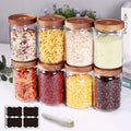Stackable Kitchen Canisters Set of 8 - Clear Glass Airtight Storage