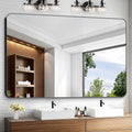 Black Bathroom Mirror 60x40 - Large Slim Framed Vanity Mirror