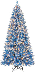 Goplus 6 ft Pre-Lit Blue Artificial Christmas Tree - Frosted PVC, 270