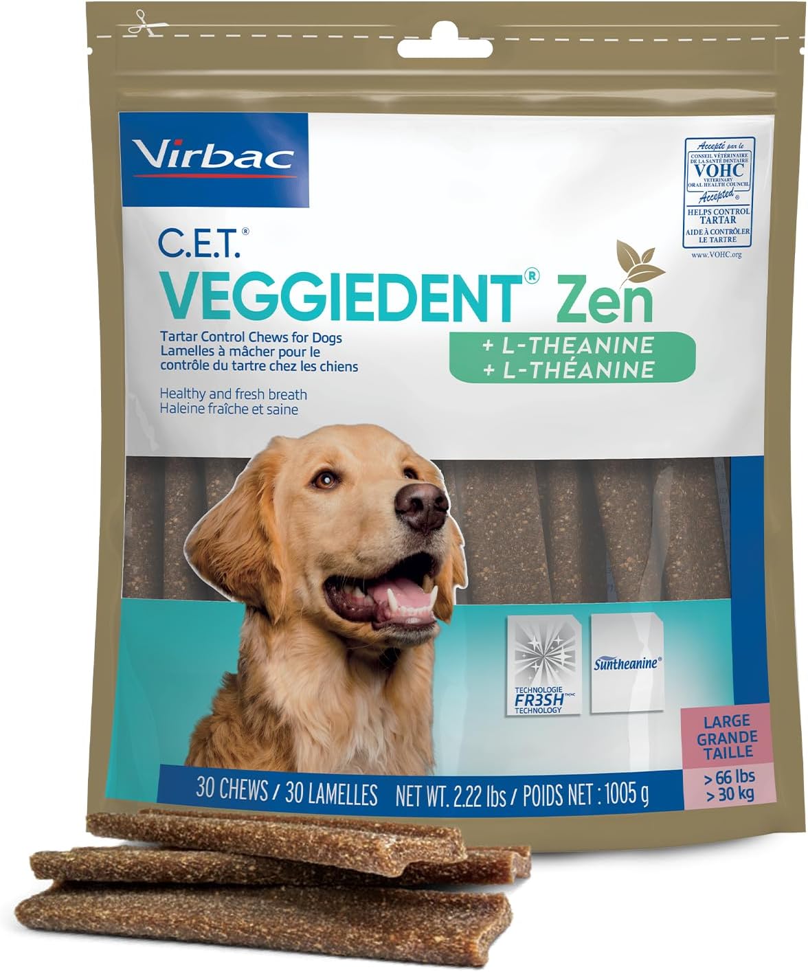 Virbac C.E.T. VEGGIEDENT Zen Chews for Dogs - Tartar Control