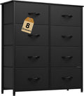 Fabric Dresser for Room 8 Drawers - Tall Black Storage Chest
