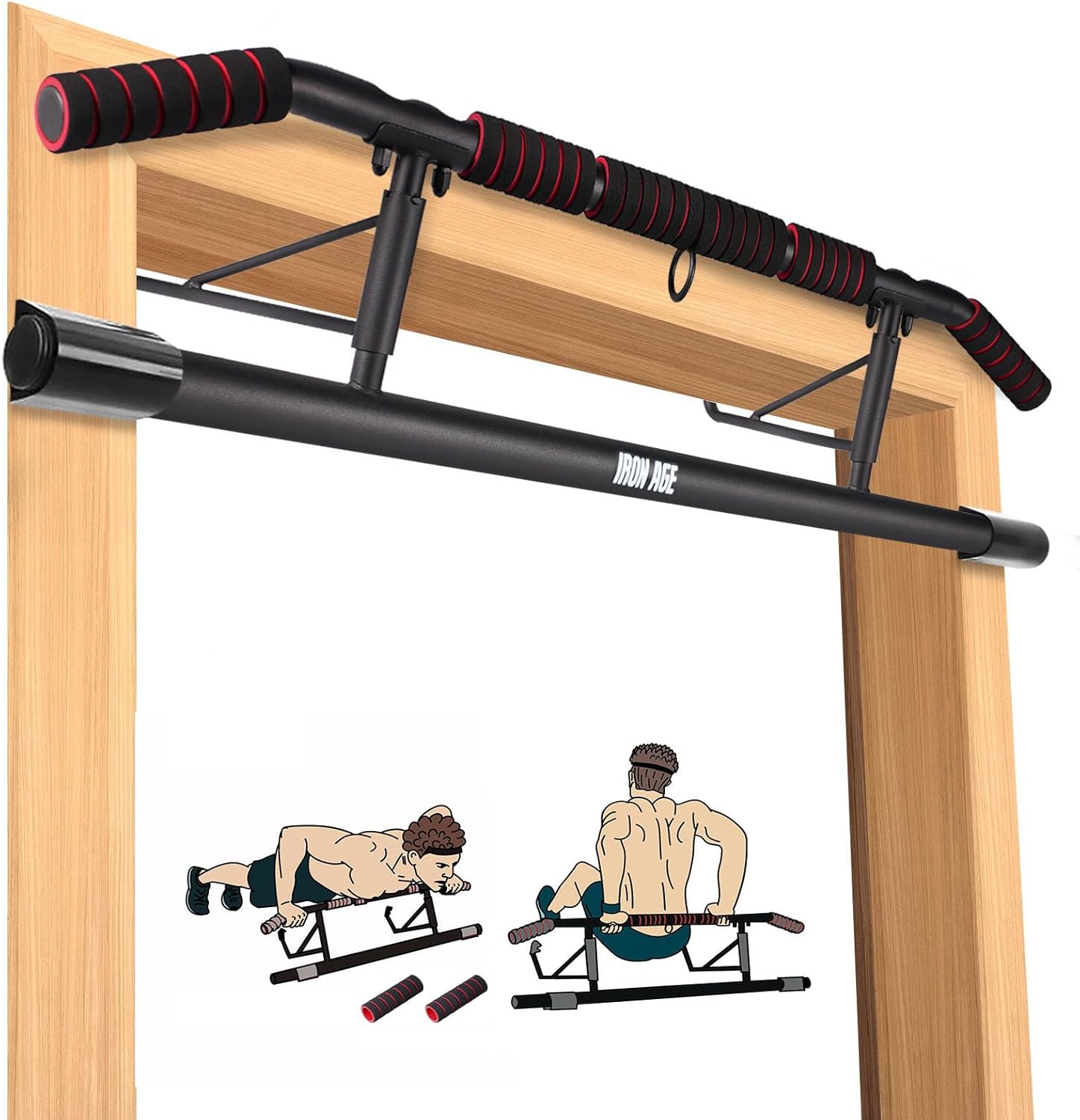 IRON AGE Pull Up Bar for Doorway - Industrial Grade Steel Design