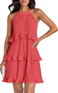 Halter Ruffle Tiered Chiffon Mini Dress - Flowy Summer Fit