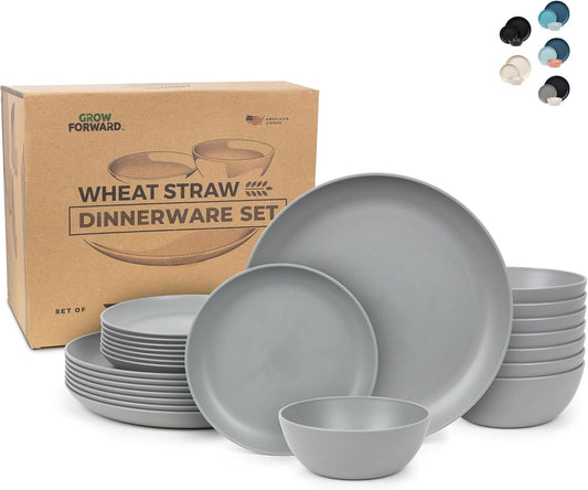 Grow Forward 24-piece Premium Wheat Straw Dinnerware Set for 8