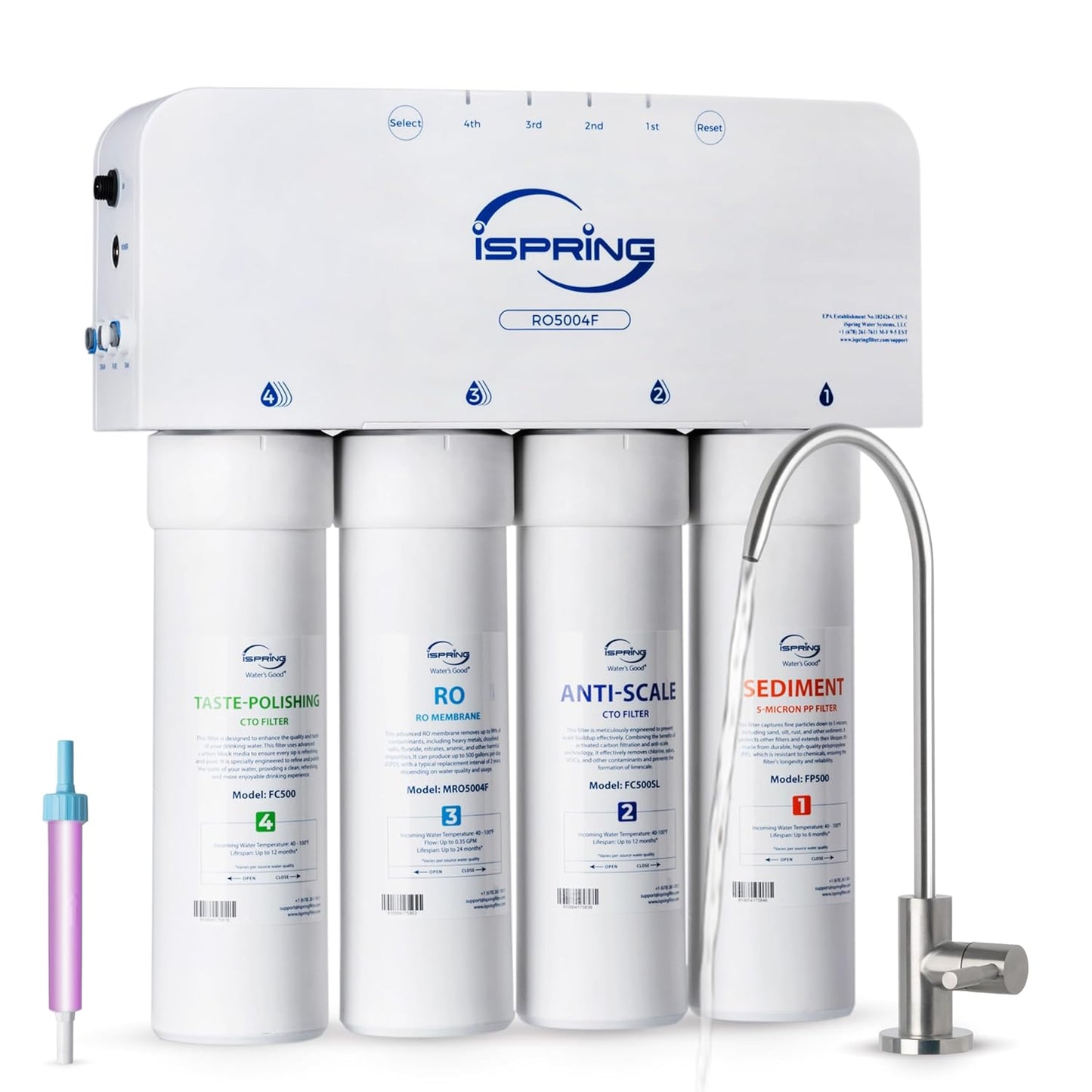 iSpring RO5004F Reverse Osmosis Water Filter with UV Protection