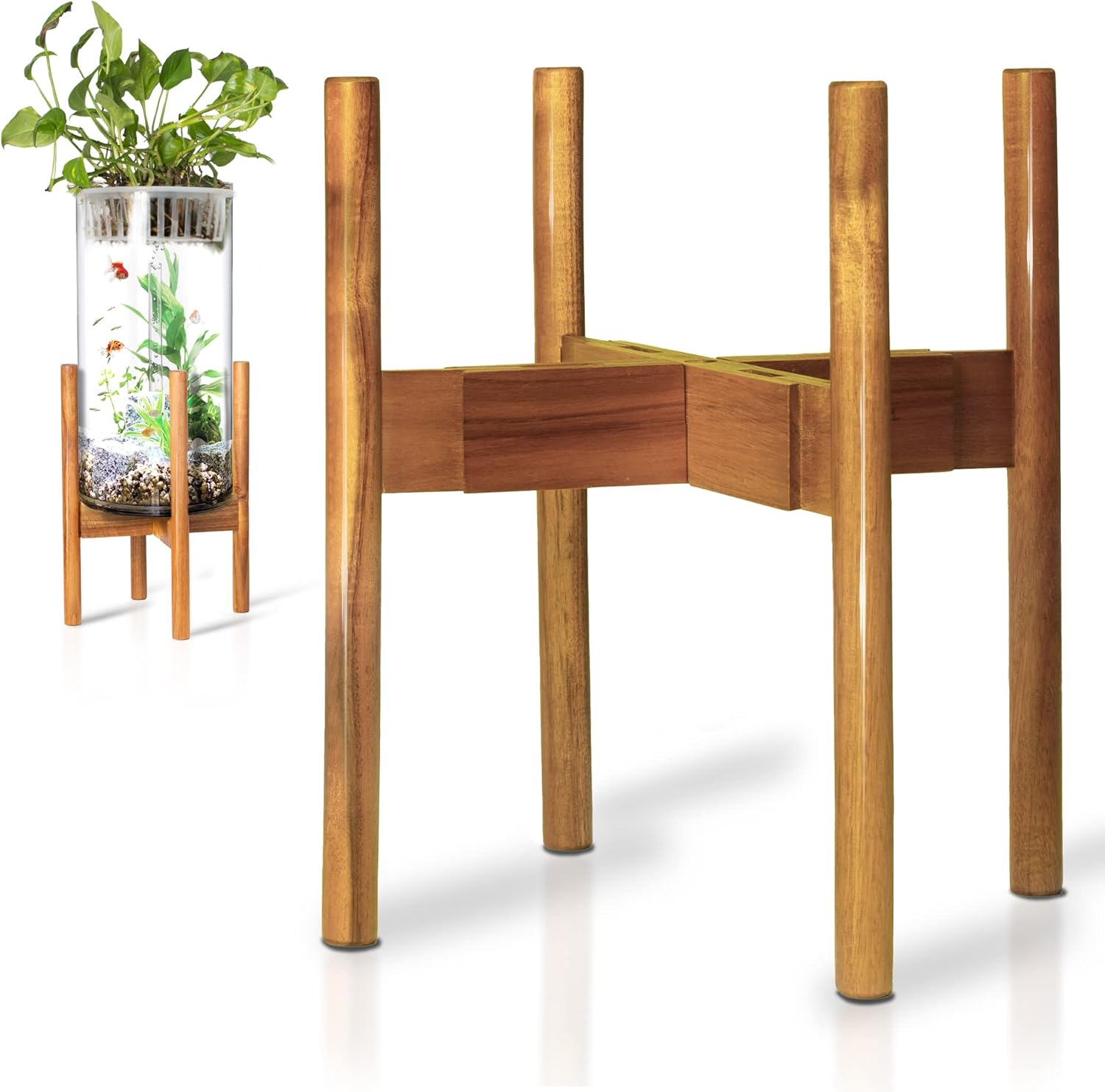 Acacia Hardwood Adjustable Plant Stand for Indoor Plants