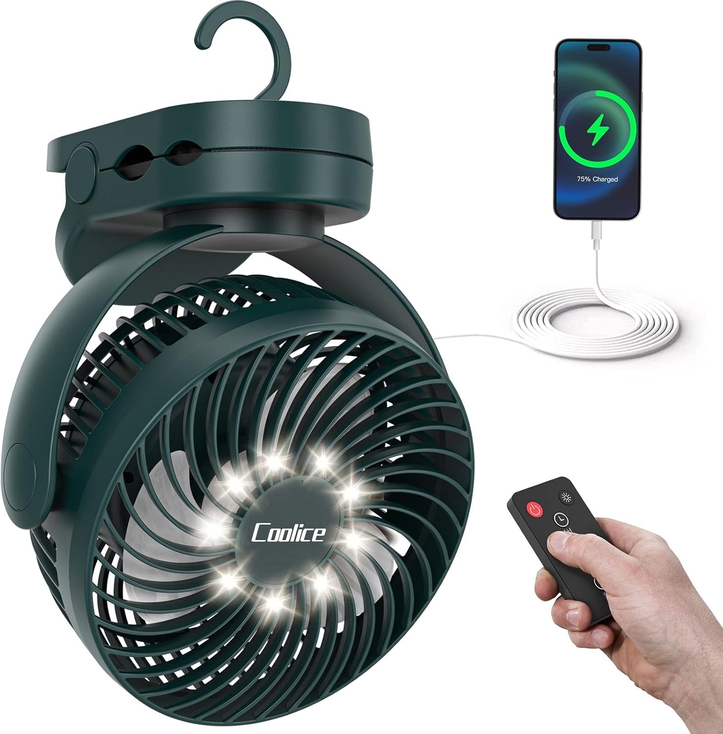 Remote Control Rechargeable Camping Fan - Stay Cool for 65Hrs!