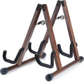 Double Guitar Stand A-Shape Walnut - Elegant 2-Instrument Rack