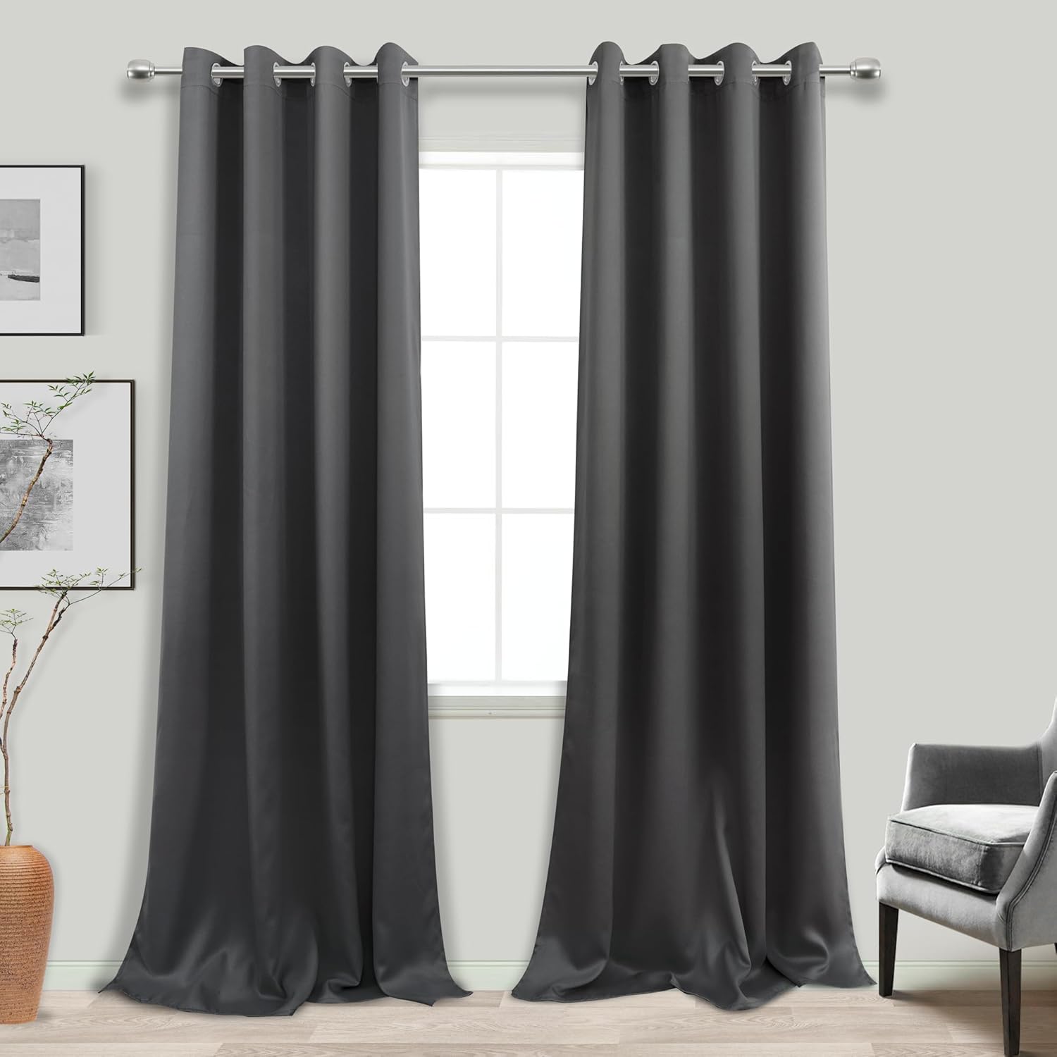 Slate Grey Curtains 108 Inches Long for 9 Foot High Windows
