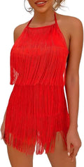Ella Lust Sexy Backless Fringe Dress Jumpsuit - Flirty Festival Romper