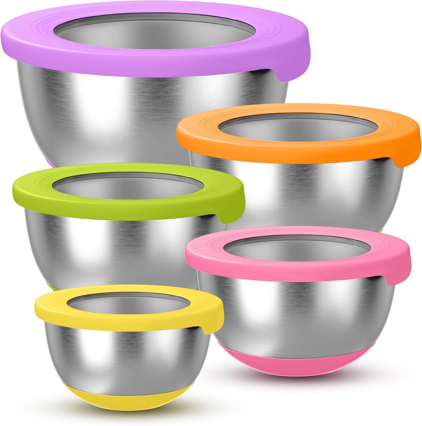 Stainless Steel Mixing Bowls with Lids for Kitchen Prep