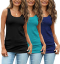 Extra Long Womens Cotton Tank Tops 3 Pack - Hip Length Layering