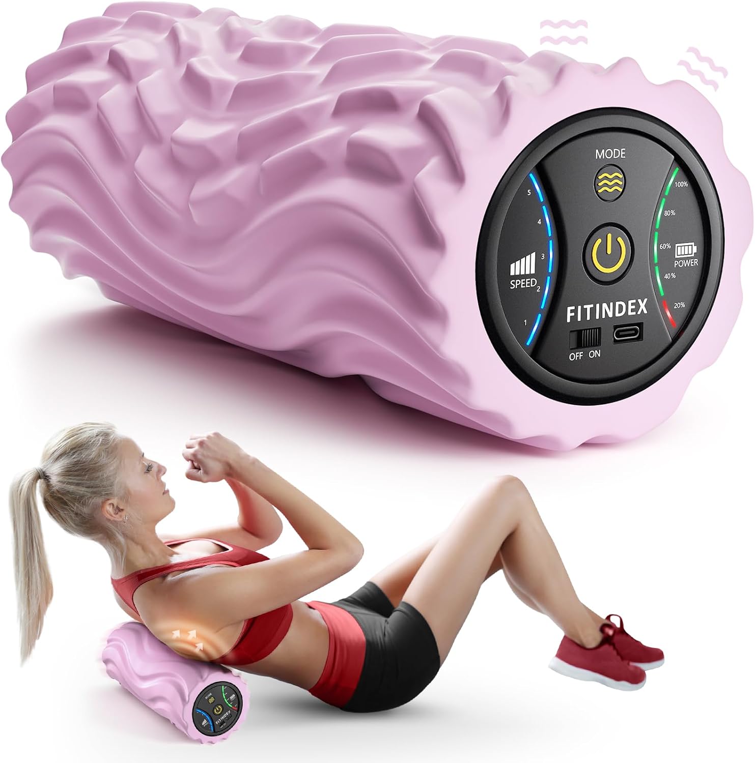 FITINDEX Vibrating Foam Roller for Back Pain Relief and Recovery
