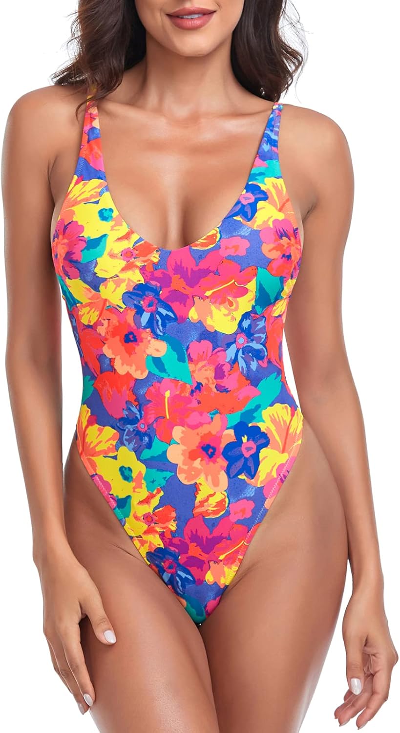 Stylish RELLECIGA Women's One Piece Thong Swimsuit for Summer