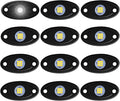 12 Pods White LED Rock Lights Neon Underglow Light for Car Truck ATV
