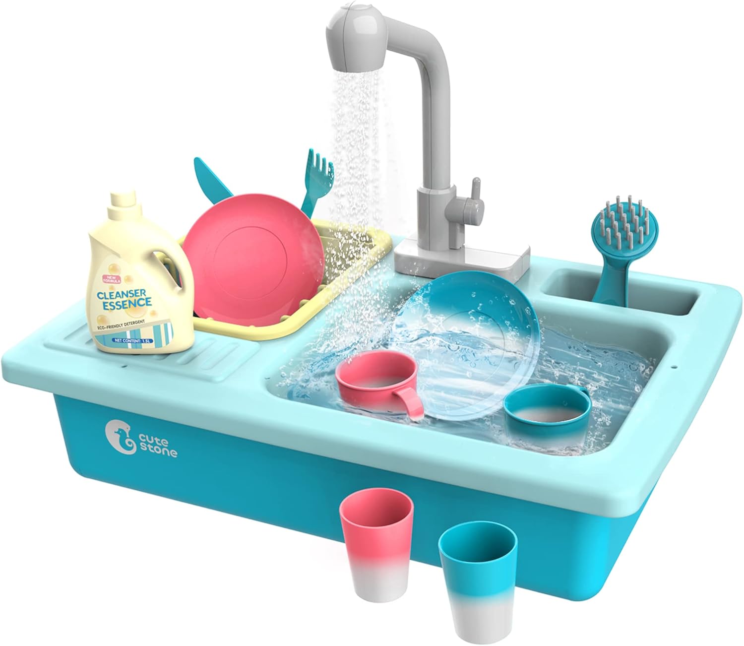 Cute Stone Color Changing Kitchen Sink Toy: Realistic Water Play