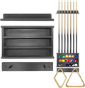 Pool Stick Holder Wall Mount - Cue Rack for 6 Sticks, Rustic Black
