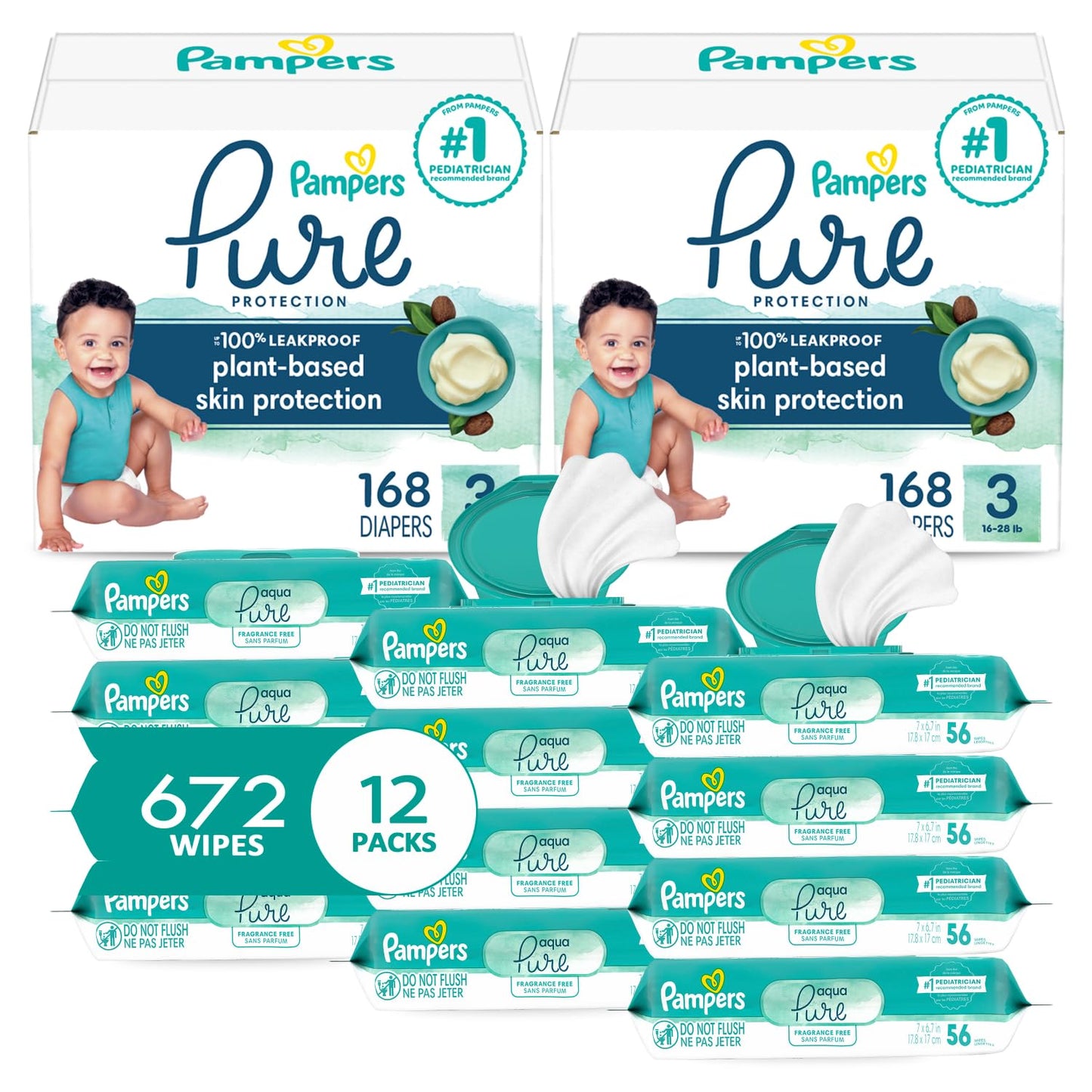 Pampers Pure Protection Diapers & Wipes Bundle - Gentle Care Pack