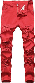 Men's Ripped Skinny Stretch Distressed Slim Jeans - Body-Skimming Fit