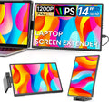 Dual Screen Laptop Enhancer: FHD 14 Portable Monitor Plug & Play - Compatible with Multiple Devices