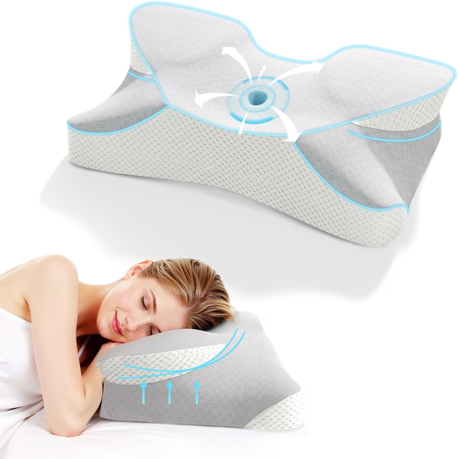 Cervical Neck Pillow for Sleeping - Ergonomic Memory Foam Support