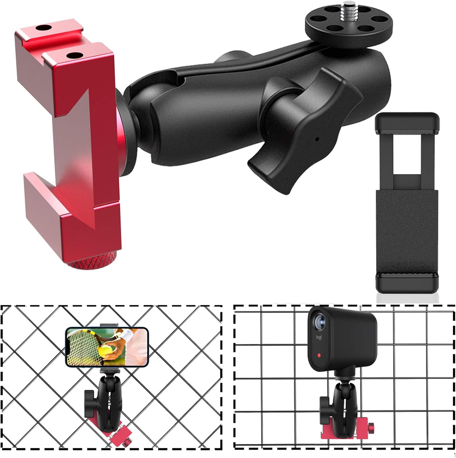 Smartphone Fence Mount for Tennis & Pickleball Training - Adjustable