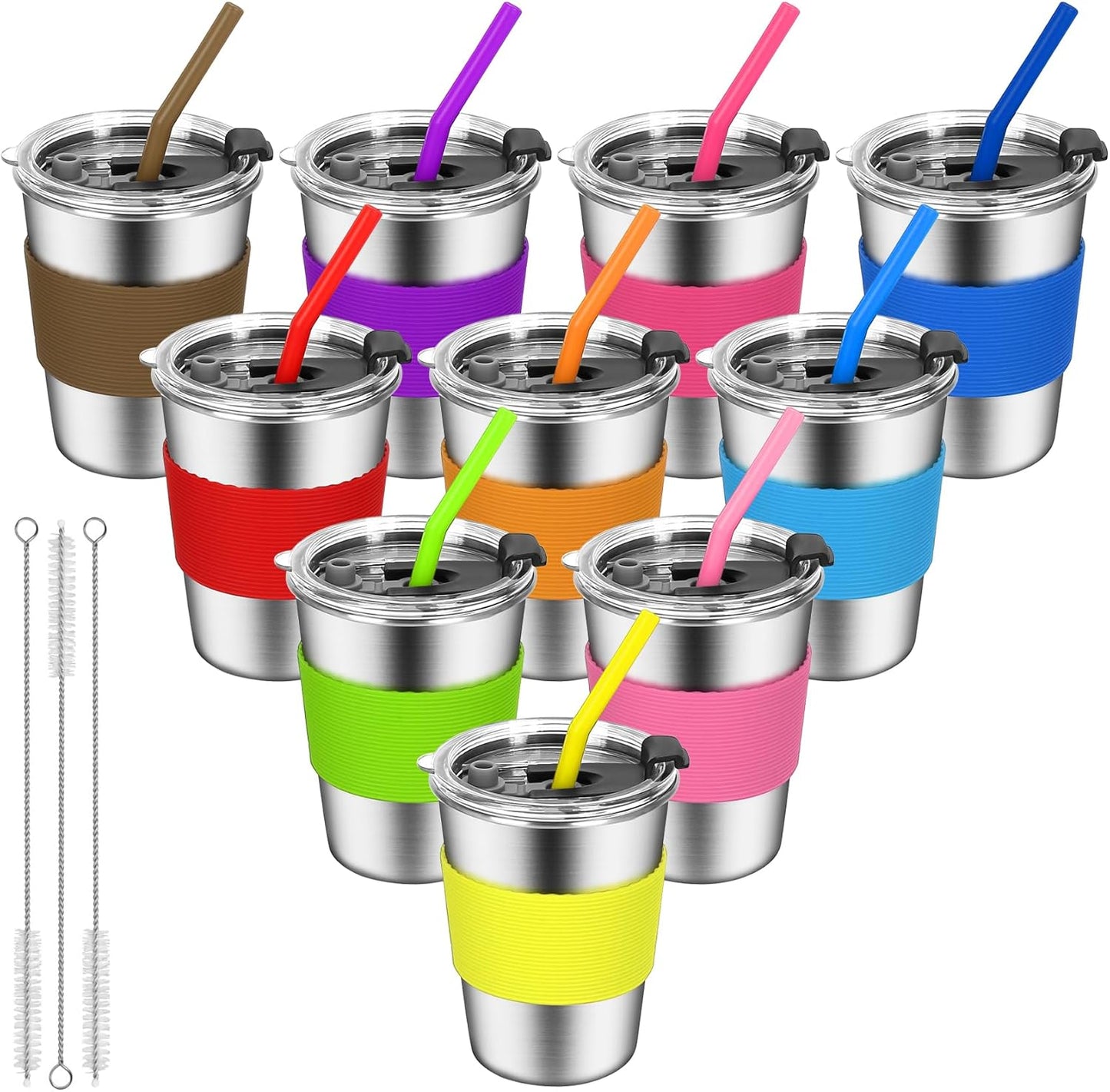 ShineMe Toddler Cups with Straws - 10 Pack Spill Proof Fun