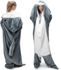 Touchat Shark Blanket for Adult Super Soft Flannel Wearable Blanket