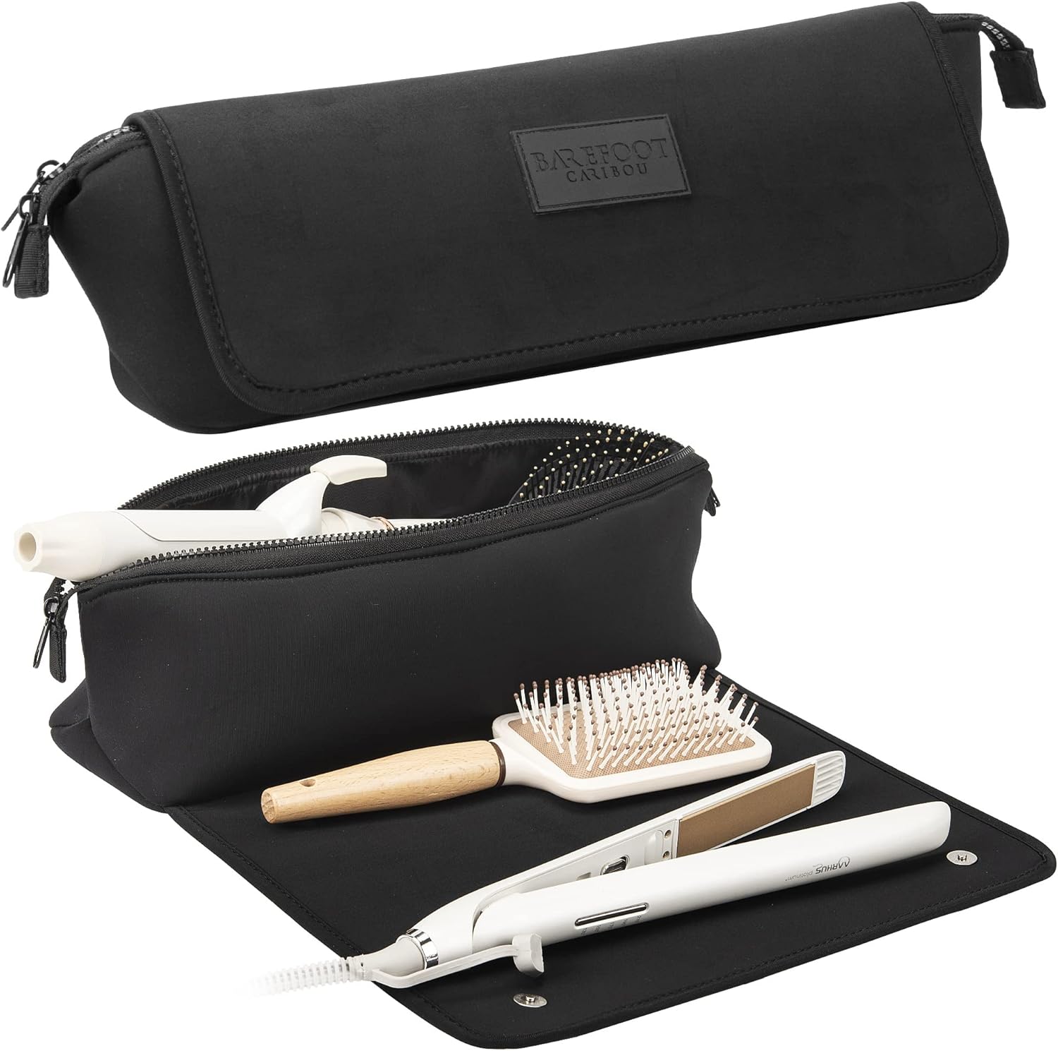 BAREFOOT CARIBOU Hair Tools Travel Bag with Heat Resistant Mat