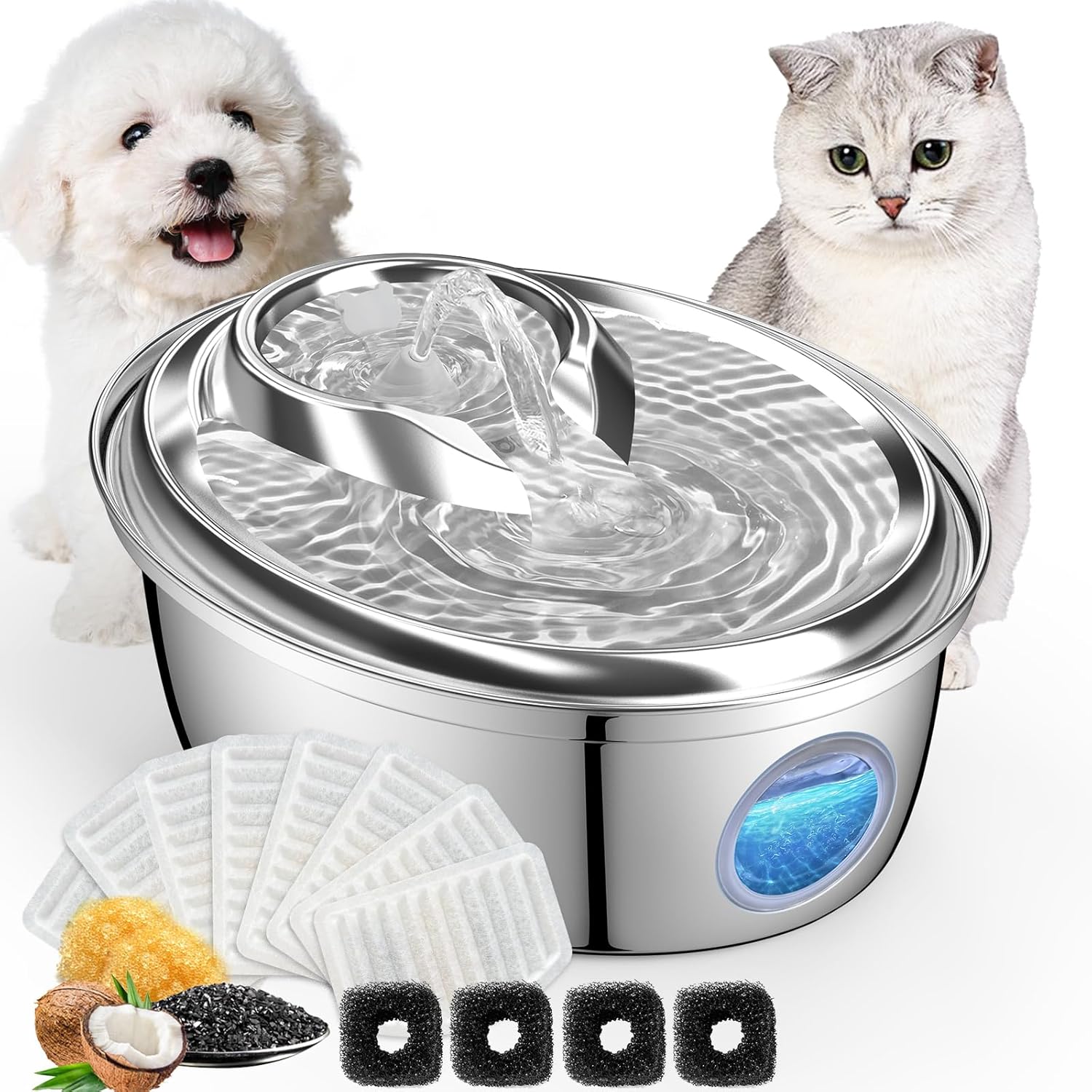 ORSDA Stainless Steel Cat Water Fountain for Healthy Hydration