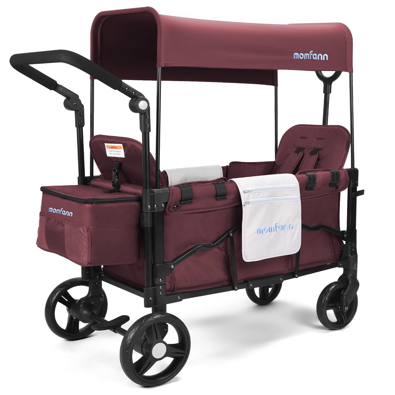 Stroller Wagon for 2 Kids with Adjustable Handle and Canopy