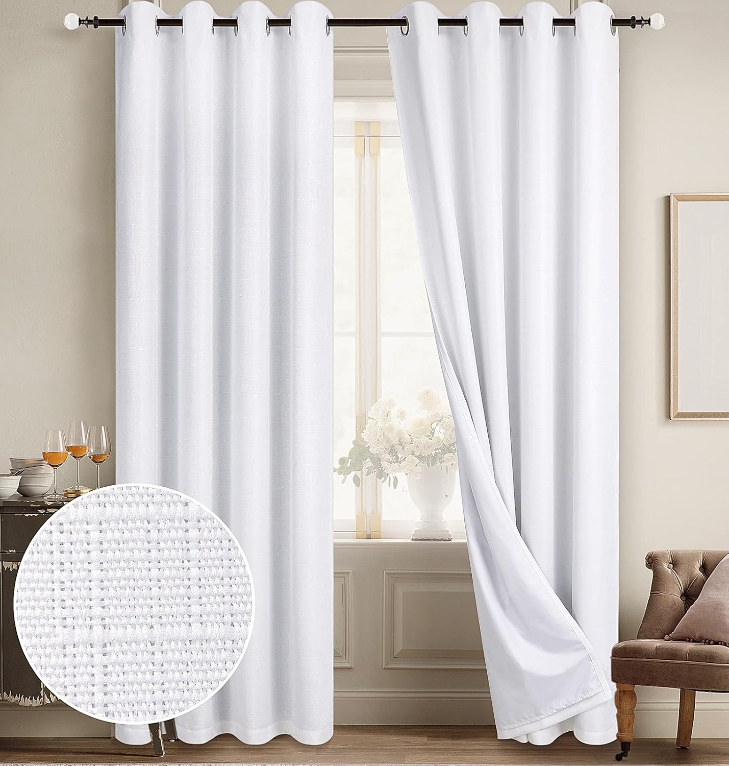 Diraysid 100% Blackout Curtains for Bedroom - Elegant Linen Look
