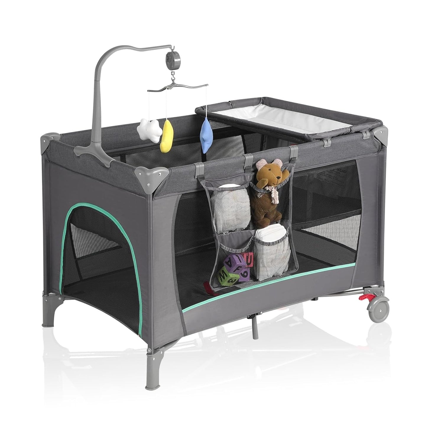 4-in-1 Portable Crib Playpen with Changing Table & Carry Bag