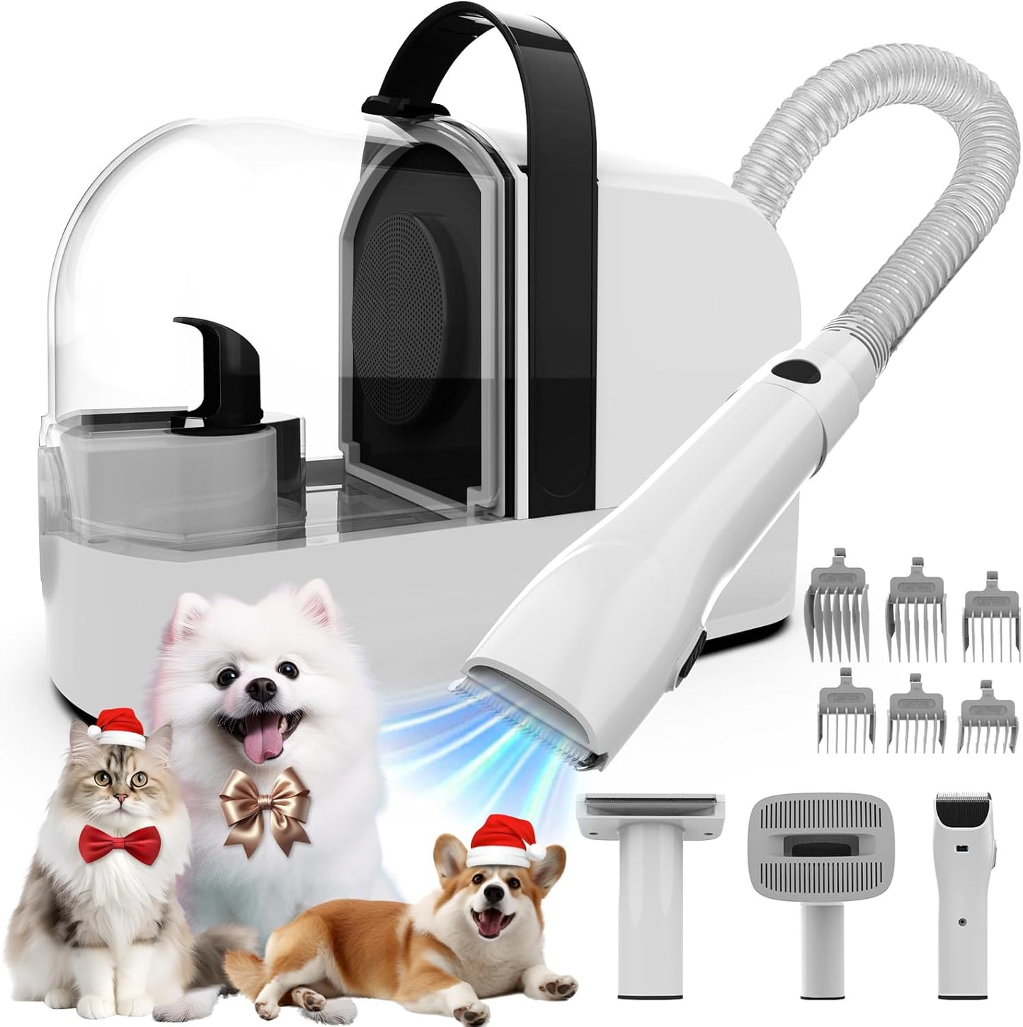 Dog Grooming Vacuum Kit with Clippers and Low Noise Design