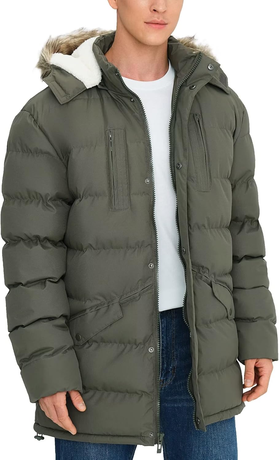 Men's Long Winter Coats Warm Water Resistant Insulated Jackets