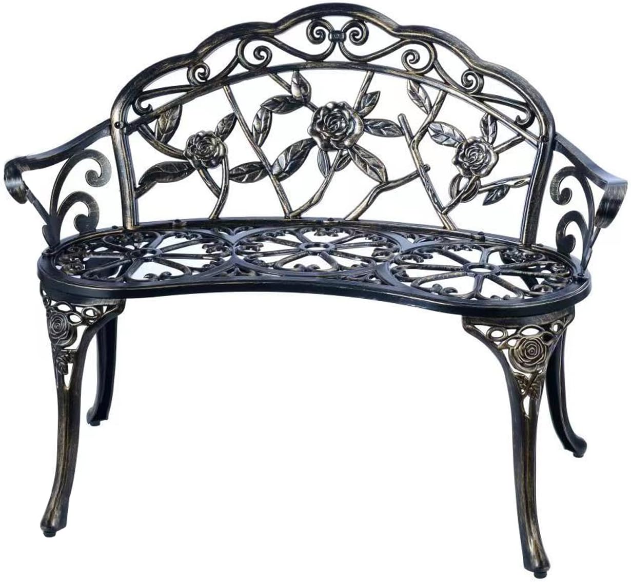 JARDIN DE CENTENNIAL Cast Aluminum Garden Bench for Outdoor Use