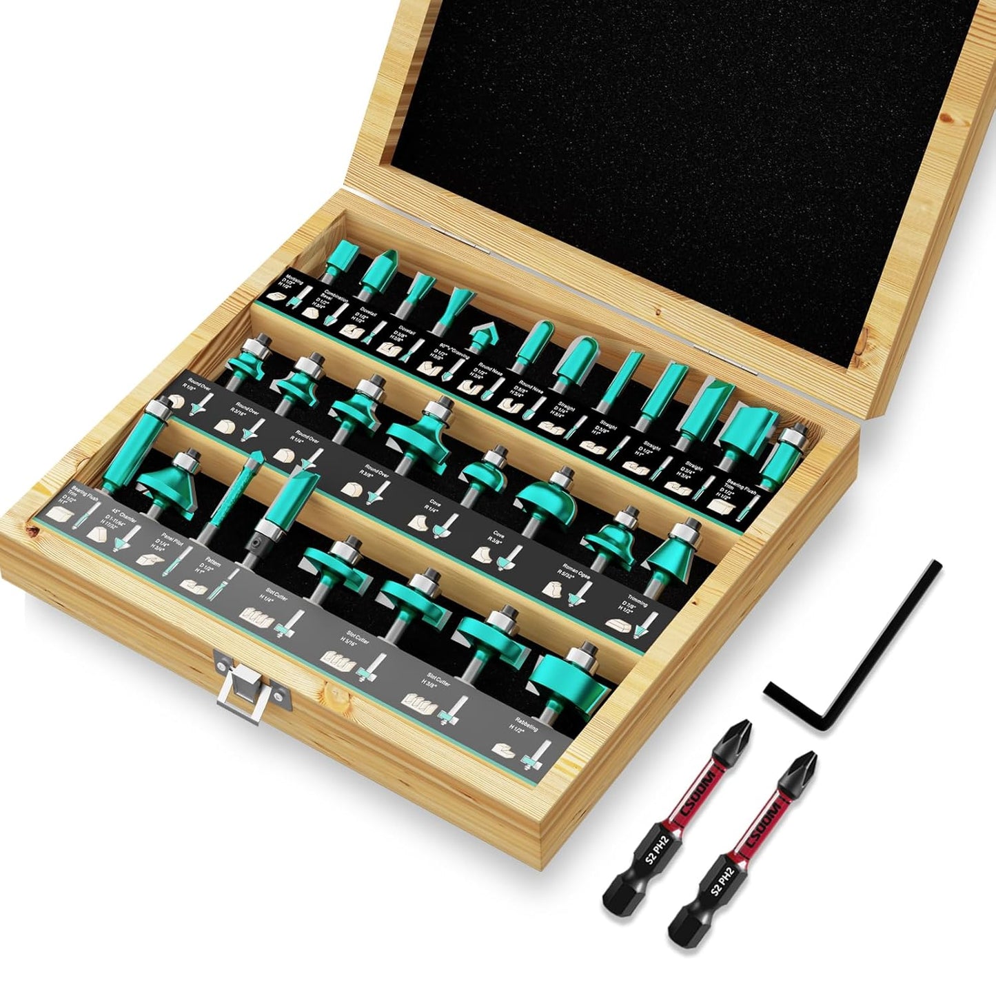 CSOOM 30PCS Router Bits Set for Precision Woodworking Tasks