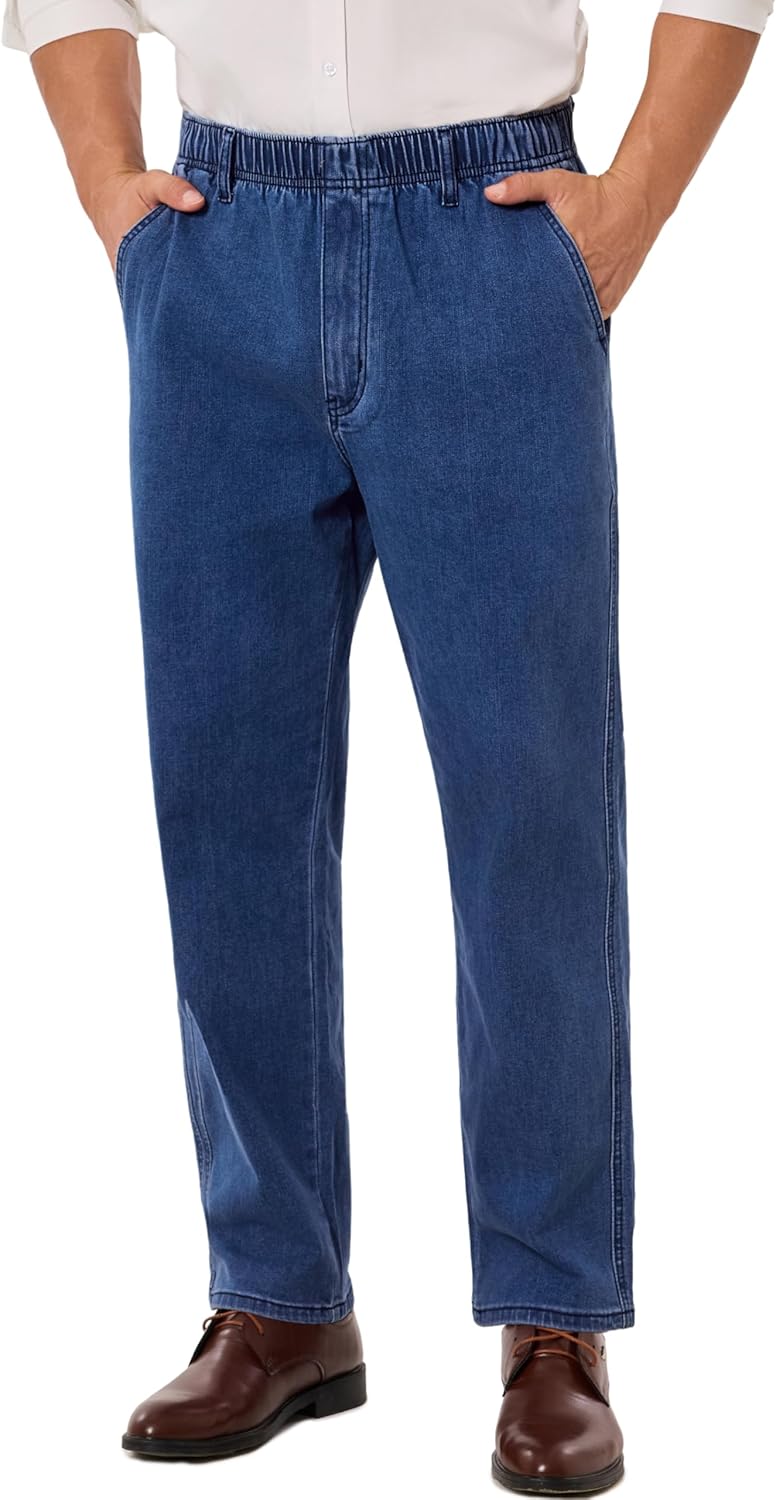 Pull On Elastic Waist Jeans for Men - Comfortable Denim Pants
