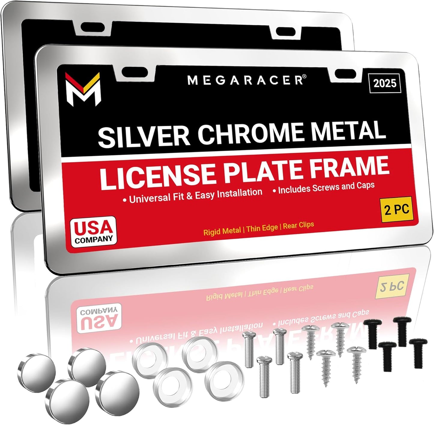 Premium Slim Polished Chrome License Plate Frames for Cars
