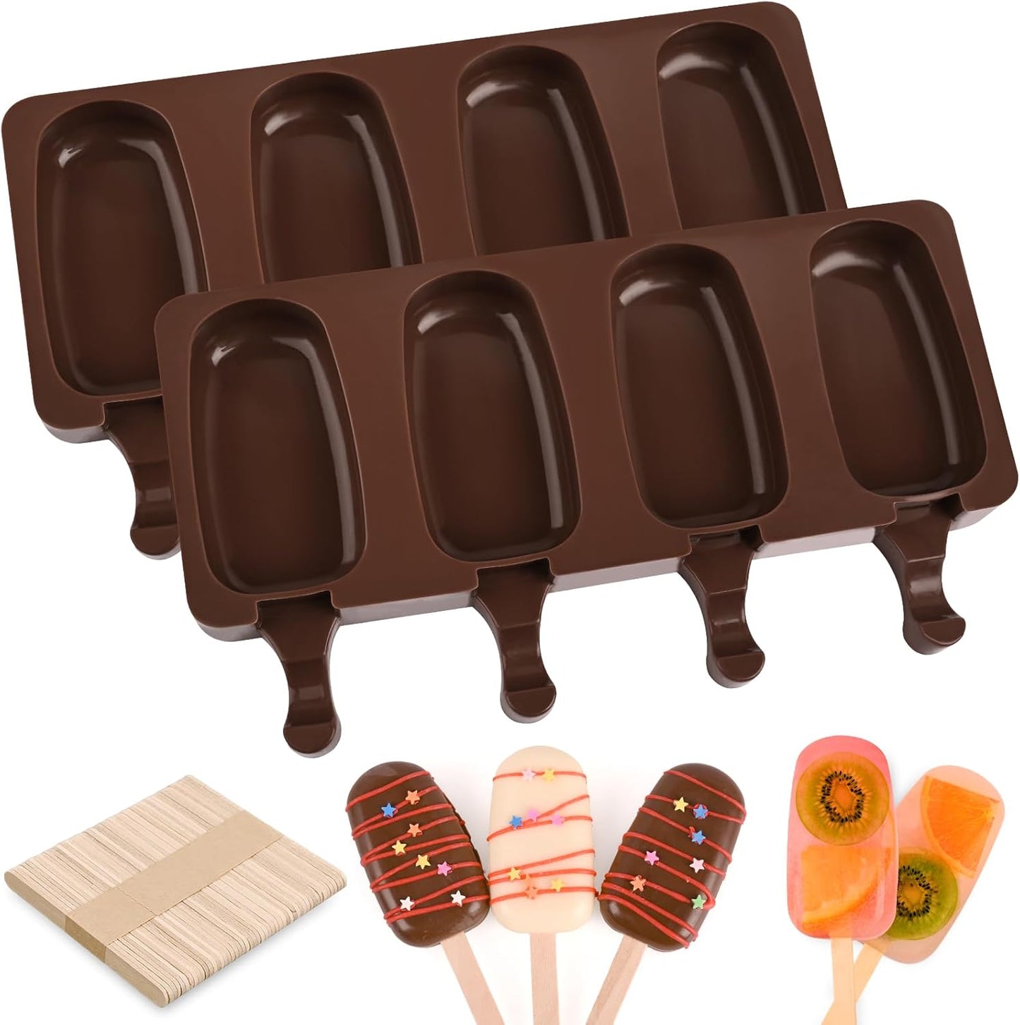 Silicone Popsicle Molds Set - 50 Sticks Included!