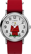 Timex Unisex Weekender 38mm Watch with Red Strap and White Dial