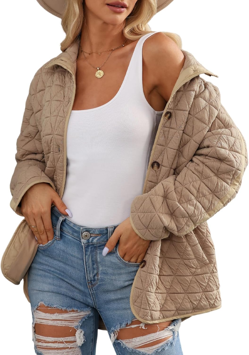 Lightweight Diamond Quilted Jacket for Women - Stylish Winter Wear