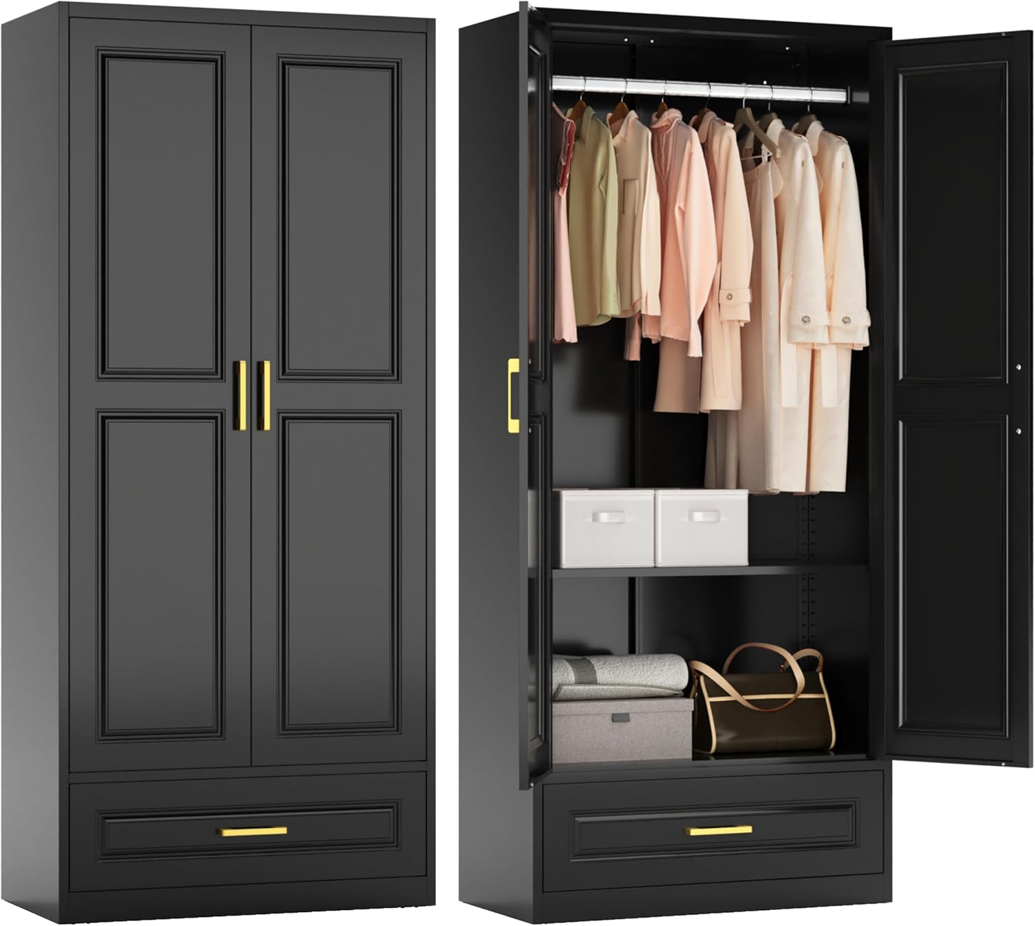Polup Metal Armoire Wardrobe Closet for Bedroom Storage