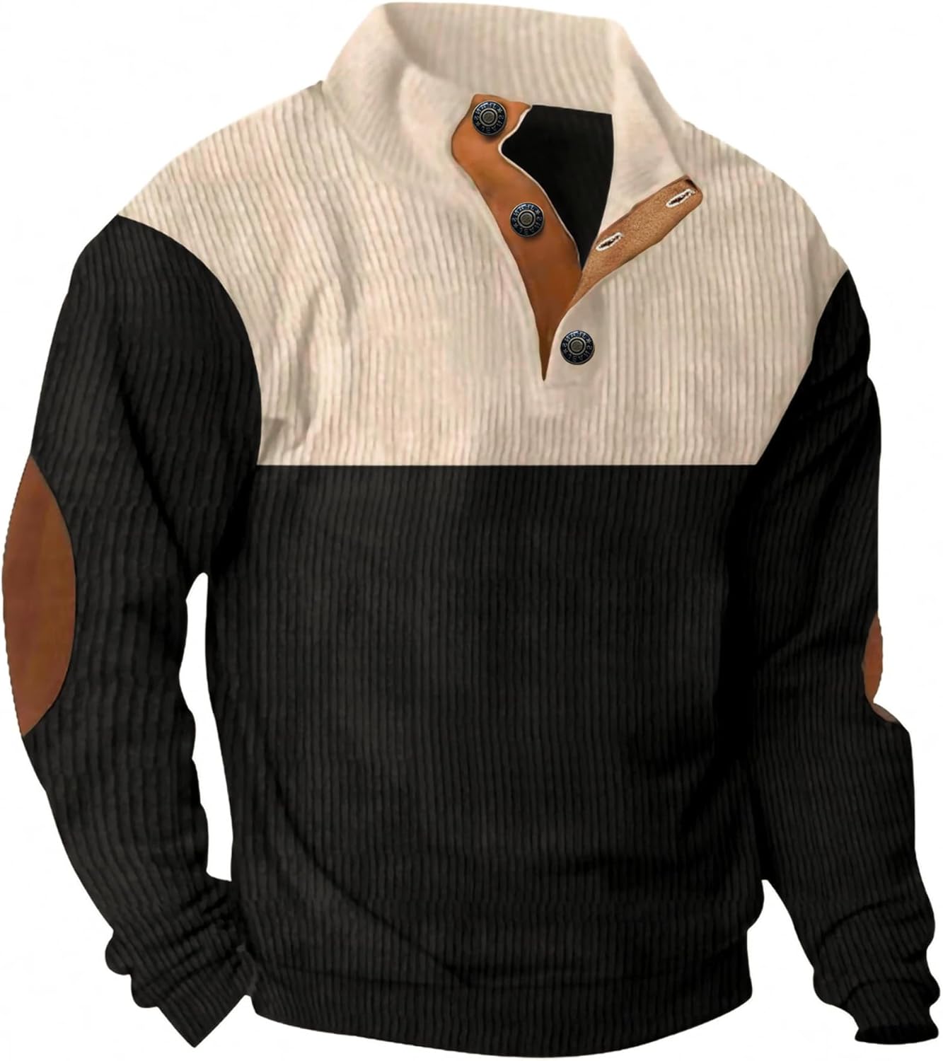 JMIERR Mens Warm Corduroy Sweatshirt with Stand Collar Design