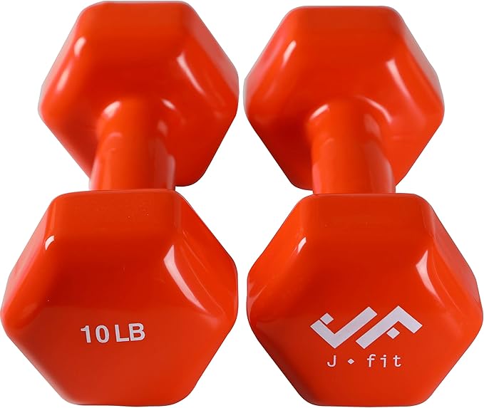 JFIT Dumbbell Hand Weights for Home Gym - Non-Slip Hex Shape